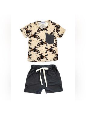 🇨🇦 Little Eyes Kids Bamboo Clothing T-Shirt Shorts Western Kids Outfit Set